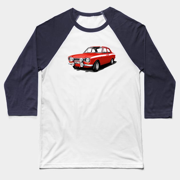 Mk 1 Ford Escort Mexico in red Baseball T-Shirt by candcretro